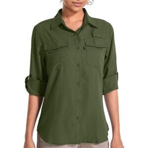 Women's UPF 50 UV Sun Protection Long Sleeve Safari Shirts Quick Dry Hiking
